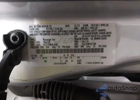 2013 Ford Focus Se z USA, uszkodzony, nr VIN 1FADP3K21DL208296